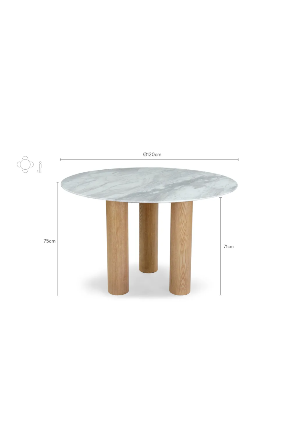 White Marble Round Dining Table | NV Gallery Benedetta | Oroa.com