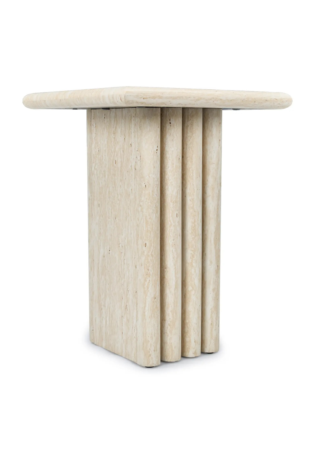 Layered Base Travertine Side Table | NV Gallery Artemis | Oroa.com