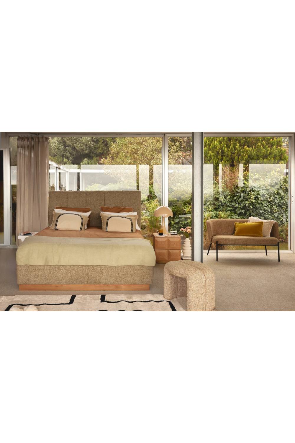 Speckled Yellow Upholstered Stool | NV Gallery Austin | Oroa.com