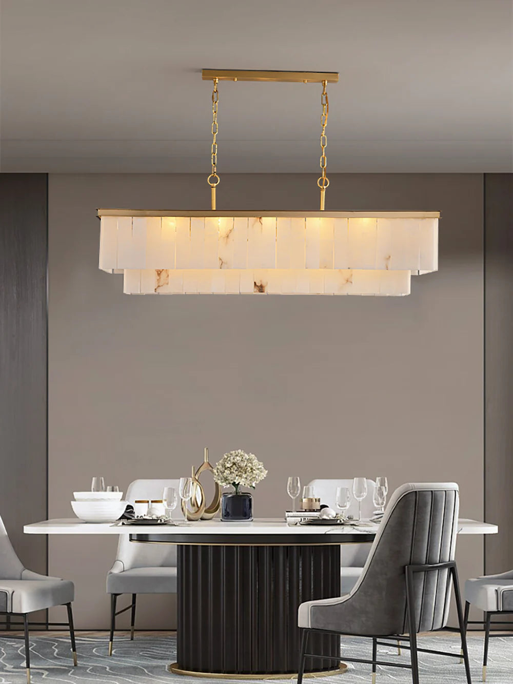Natural Alabaster Dining Room Chandelier - OROA
