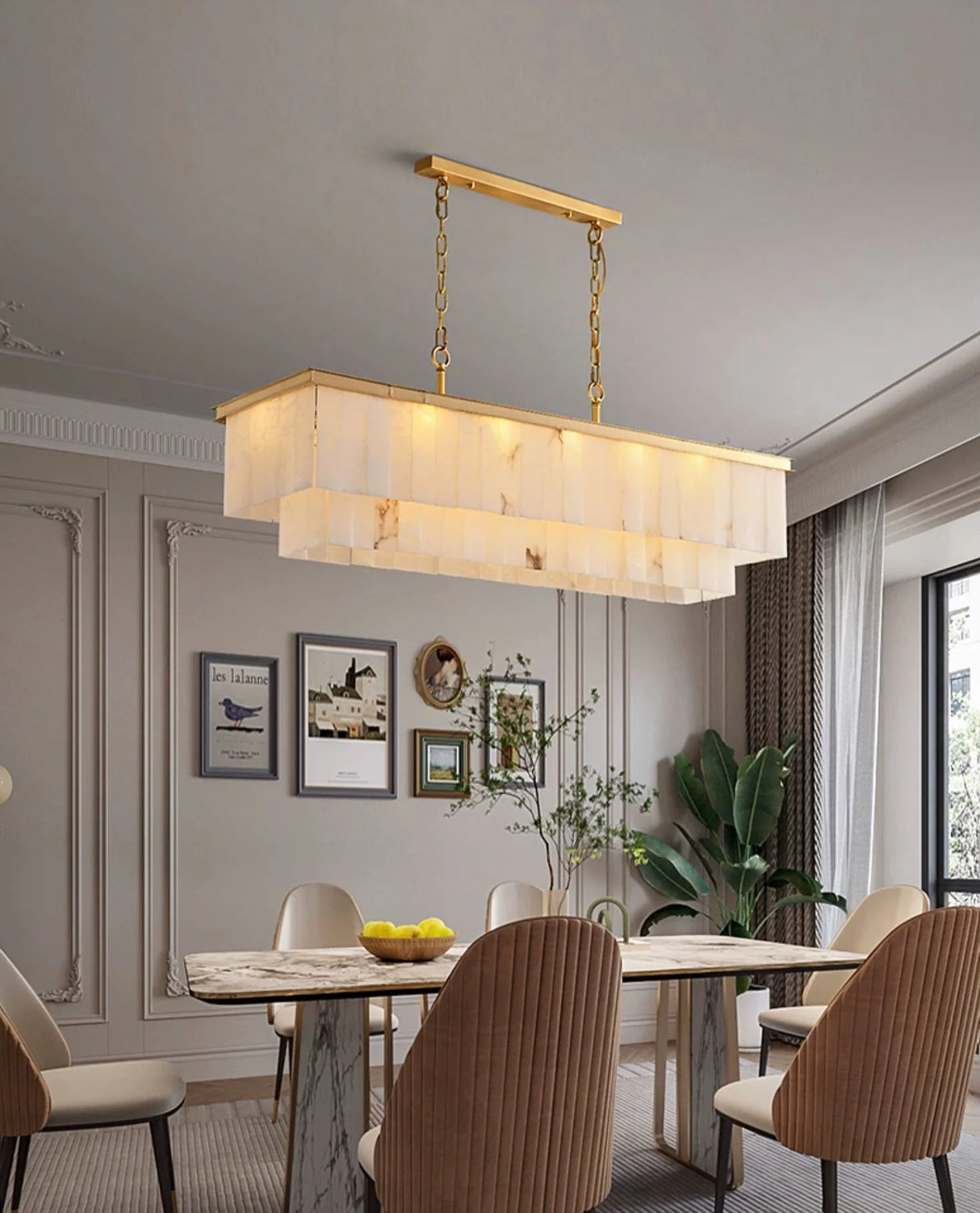 Natural Alabaster Dining Room Chandelier - OROA