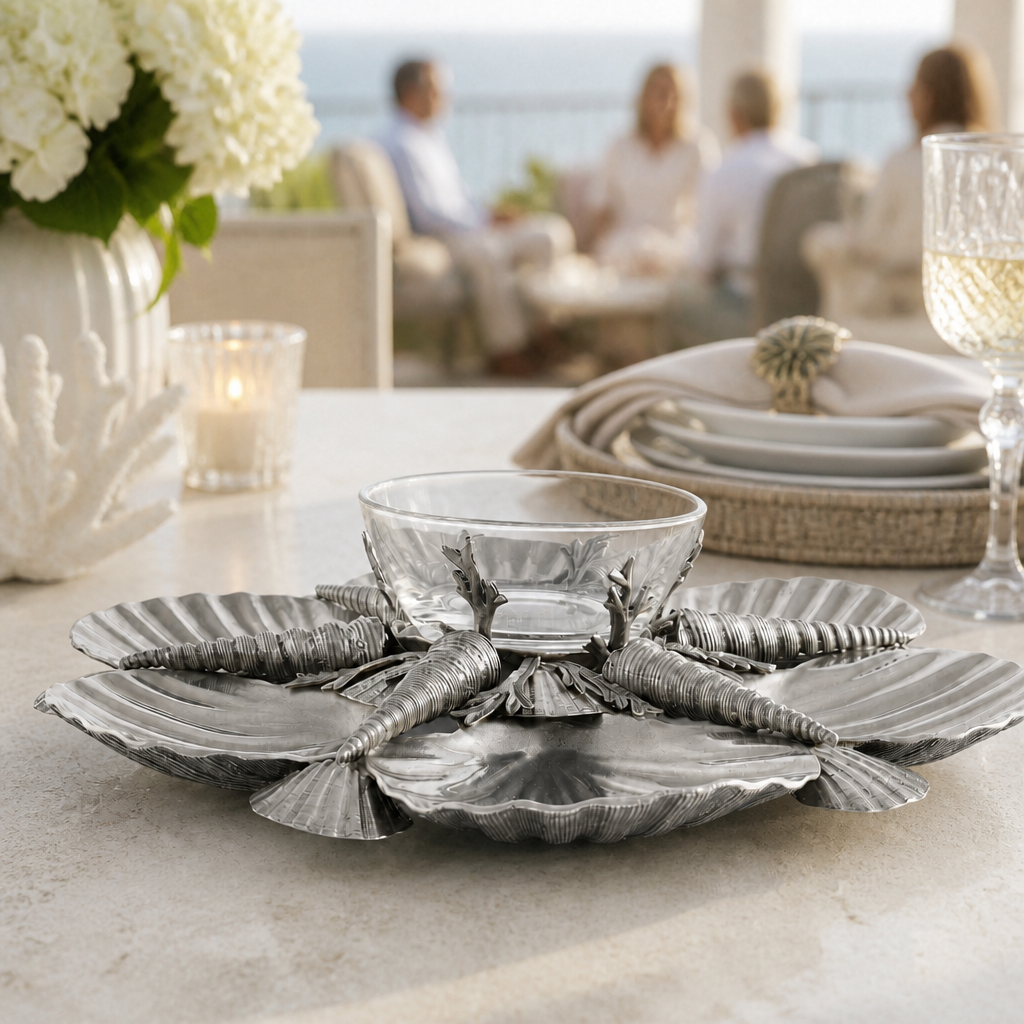 Pewter Marine Life Serving Tray - OROA