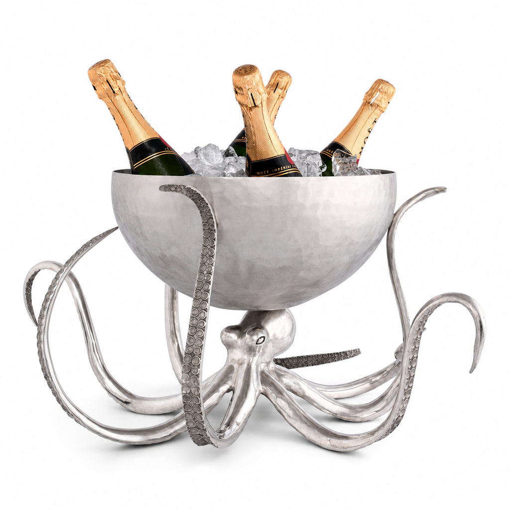 Pewter & Steel Octopus Ice Tub - OROA