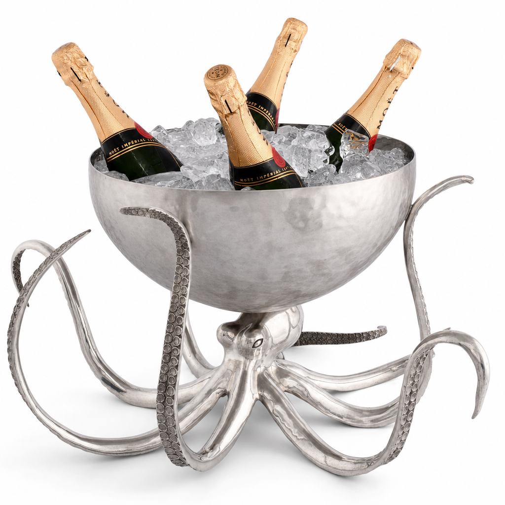 Pewter & Steel Octopus Ice Tub - OROA