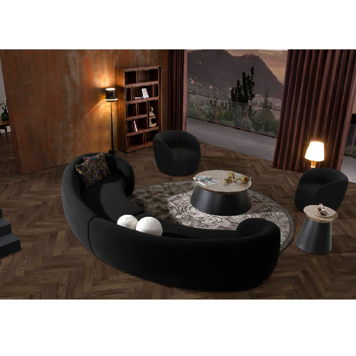 Black Rounded Accent Chair – Molina – rear view