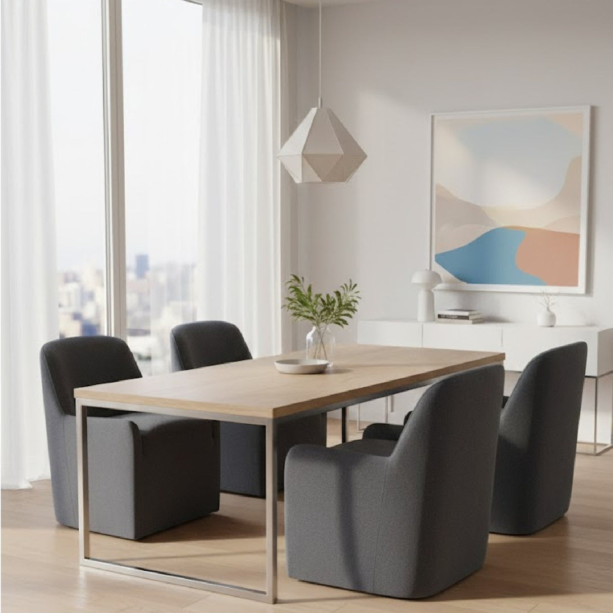 Modern European furniture - Upholstered Rolling Dining Chair - www.oroa.com