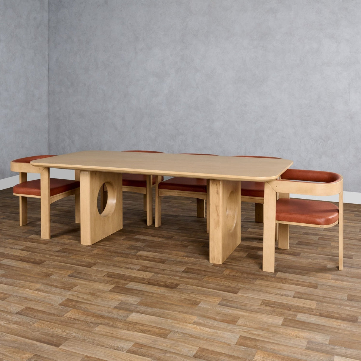 White Oak Veneer Dining Table – Oshana – angled view