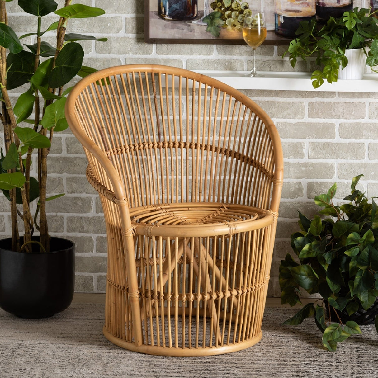 Modern European furniture - Rattan Round Base Accent Chair - www.oroa.com
