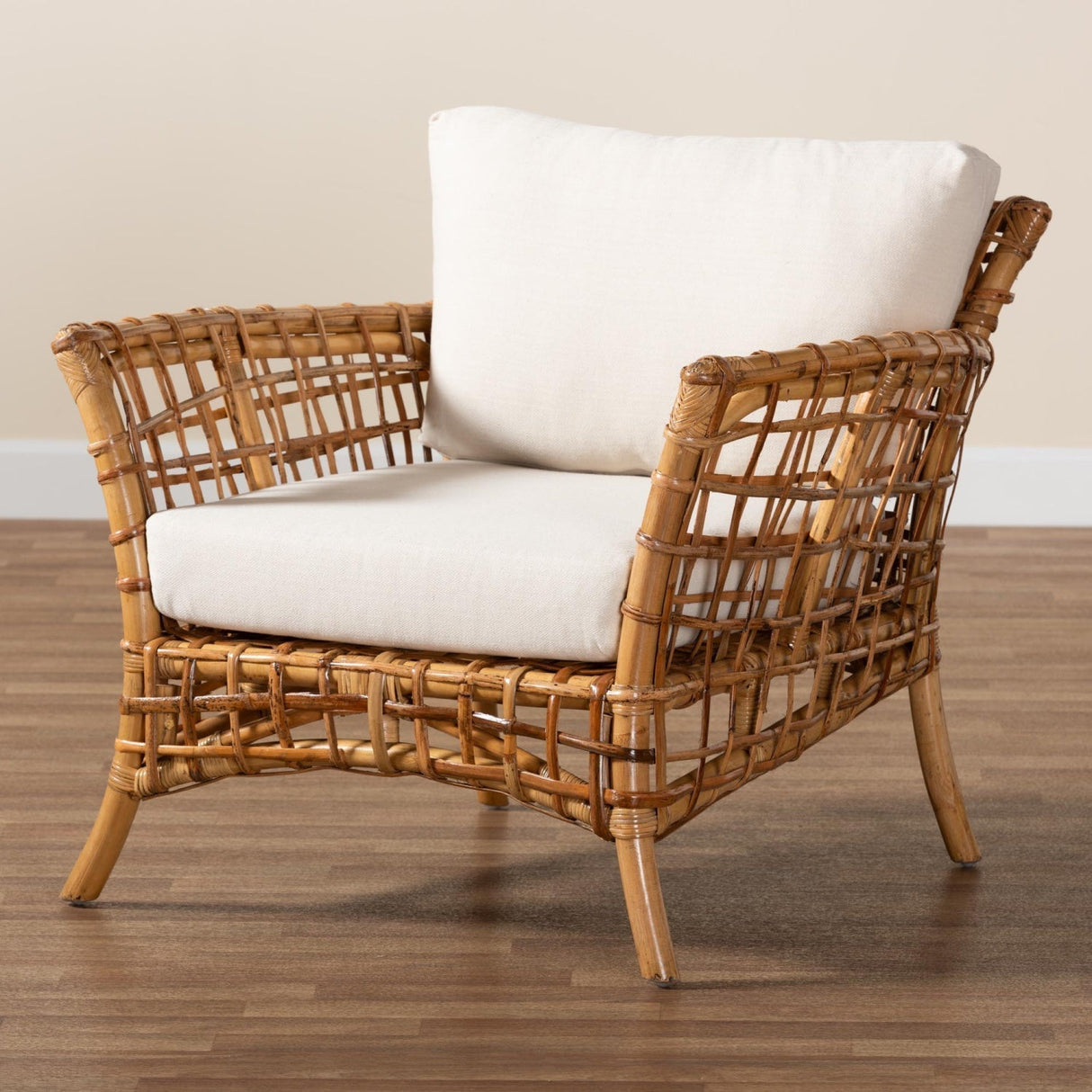 Modern European furniture - Rattan Flared Arm Lounge Chair - www.oroa.com