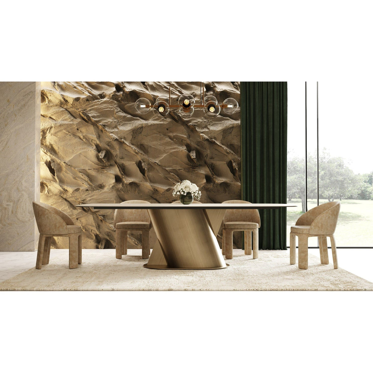 Travertine-Look Finish Dining Table – Kiefer – alternate view 10