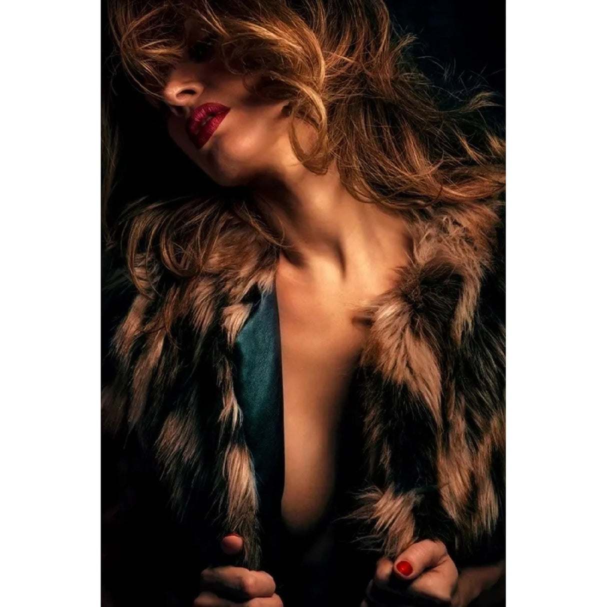 Fierce Beauty Fur Blouse Woman photographic art print by Cobra Art