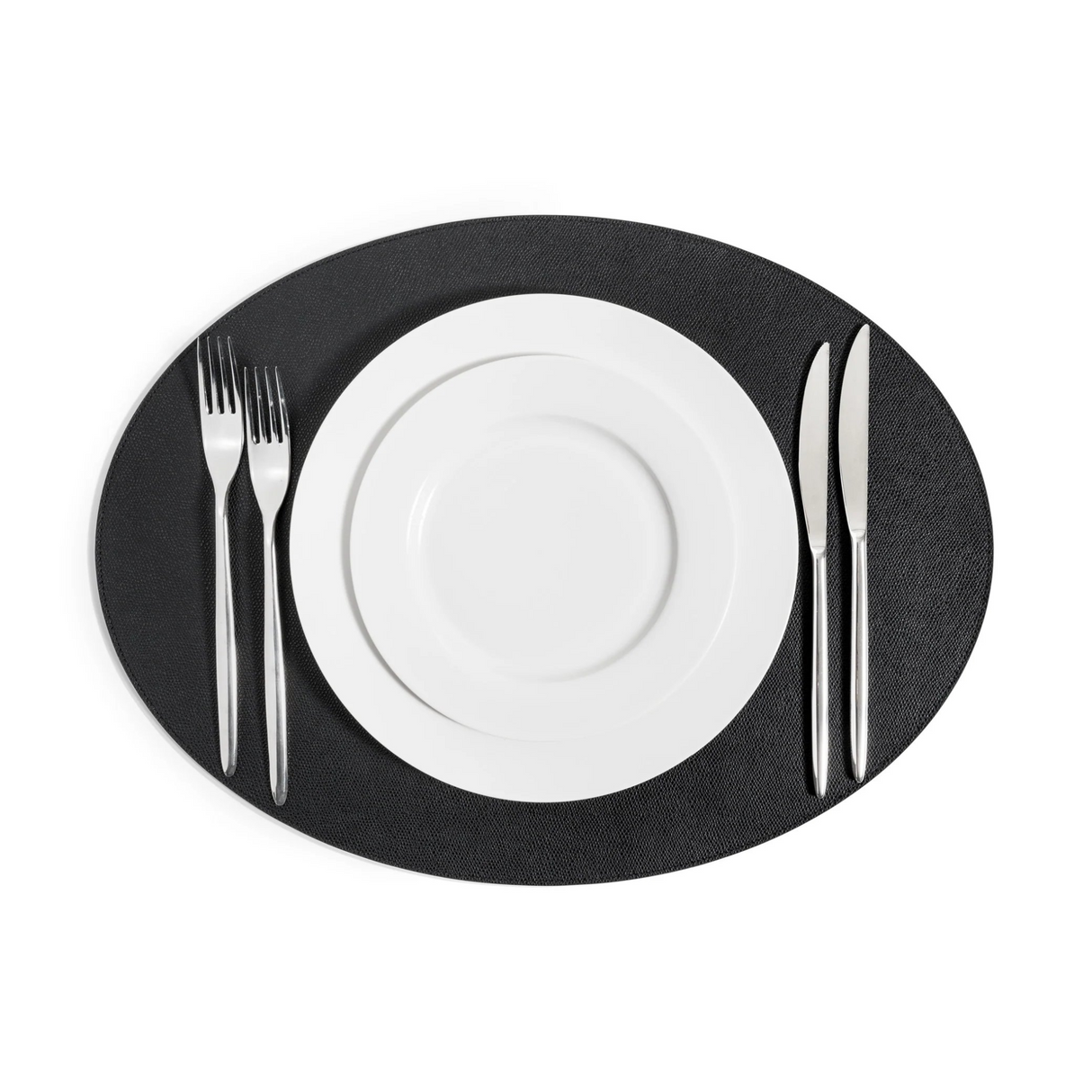 Grained Leather Oval Placemat – angled view