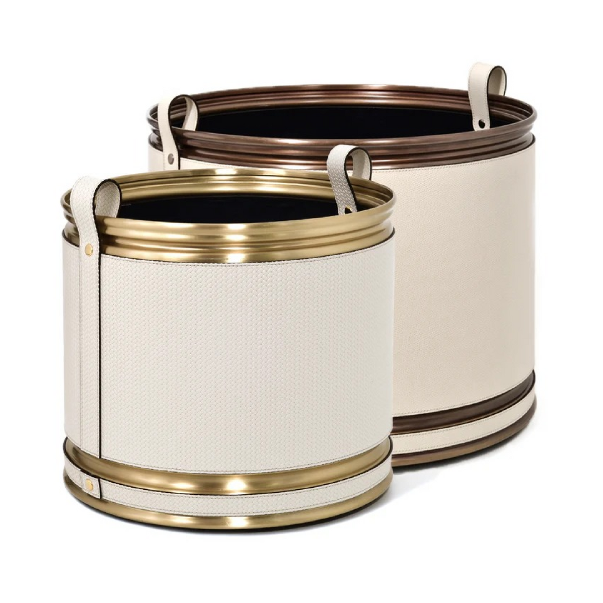Leather Wheeled Cachepot | Pinetti | OROA.com