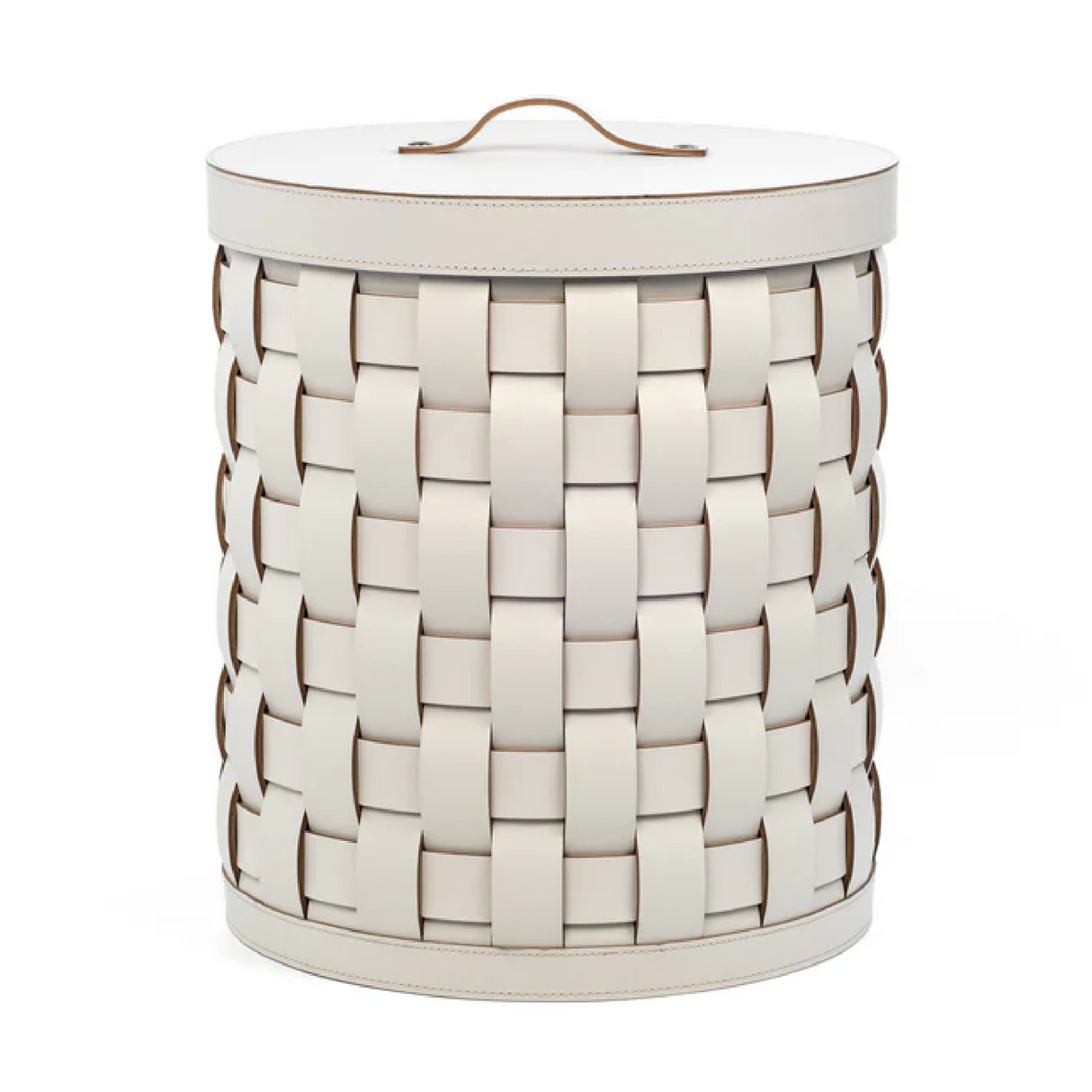Woven Leather Lidded Paper Bin | Pinetti Demetra | OROA.com