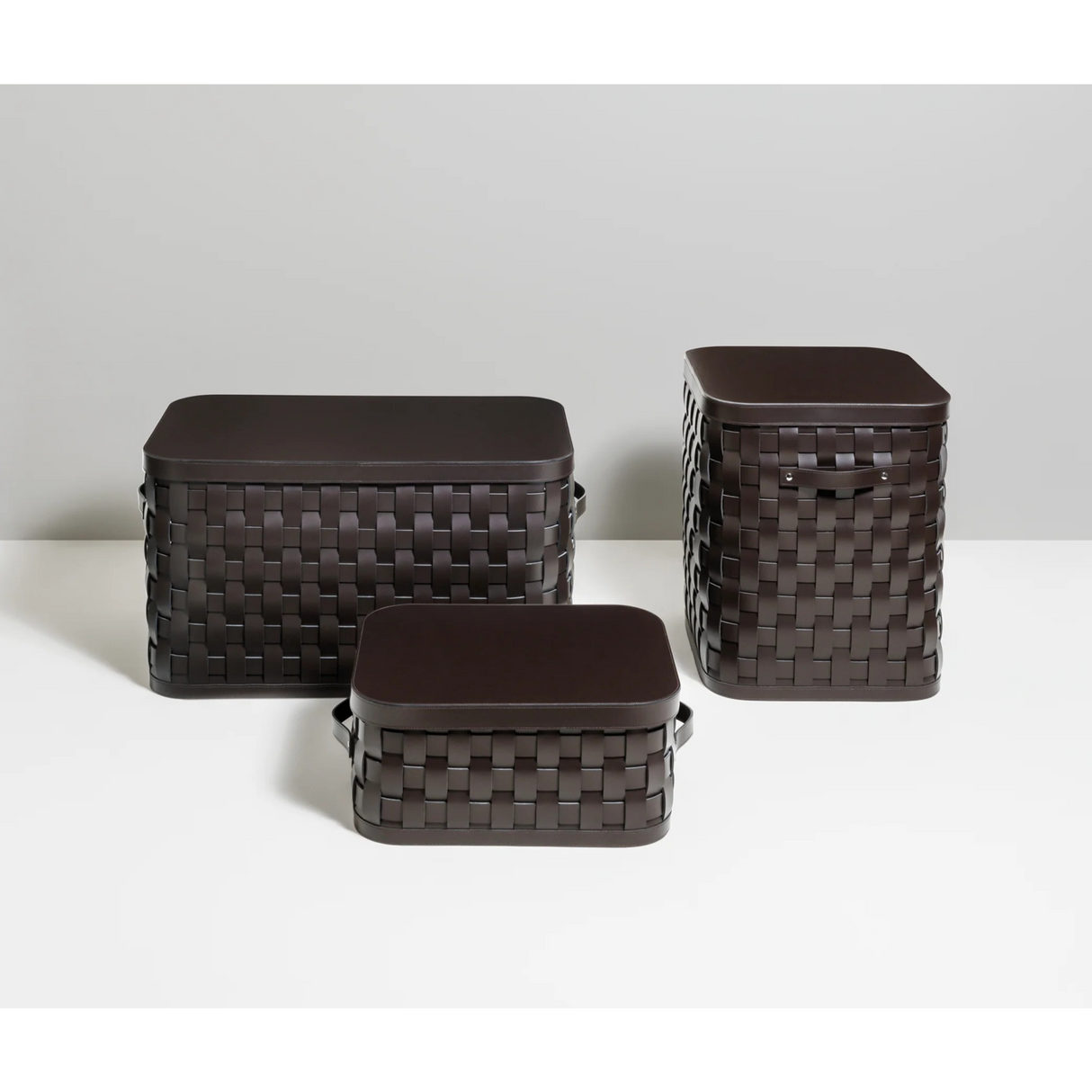 Square Woven Leather Basket L | Pinetti Demetra