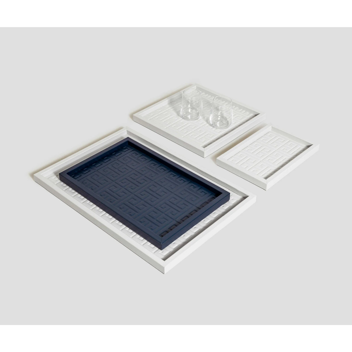 Embossed Leather Rectangular Tray | Pinetti Canton | OROA.com