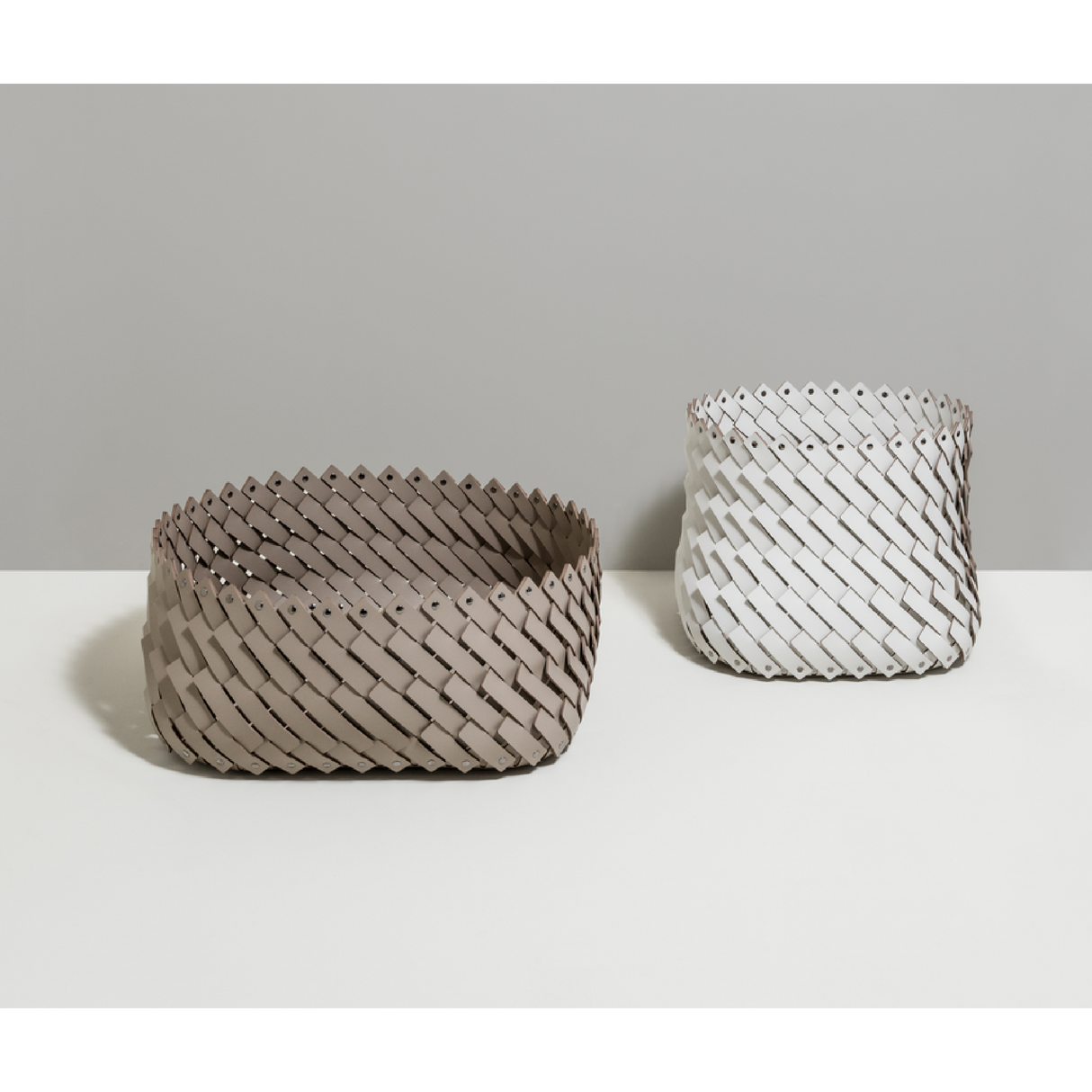 Handwoven Leather Square Basket | Pinetti Almeria | OROA.com