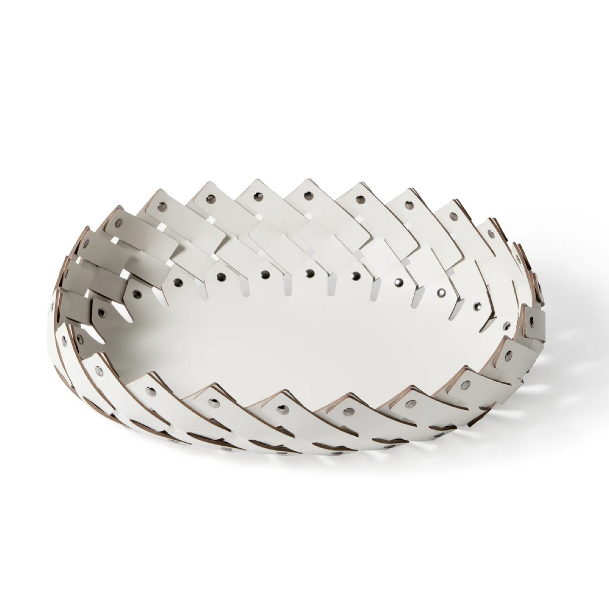 Woven Leather Strips Oval Basket | Pinetti Almeria | OROA.com