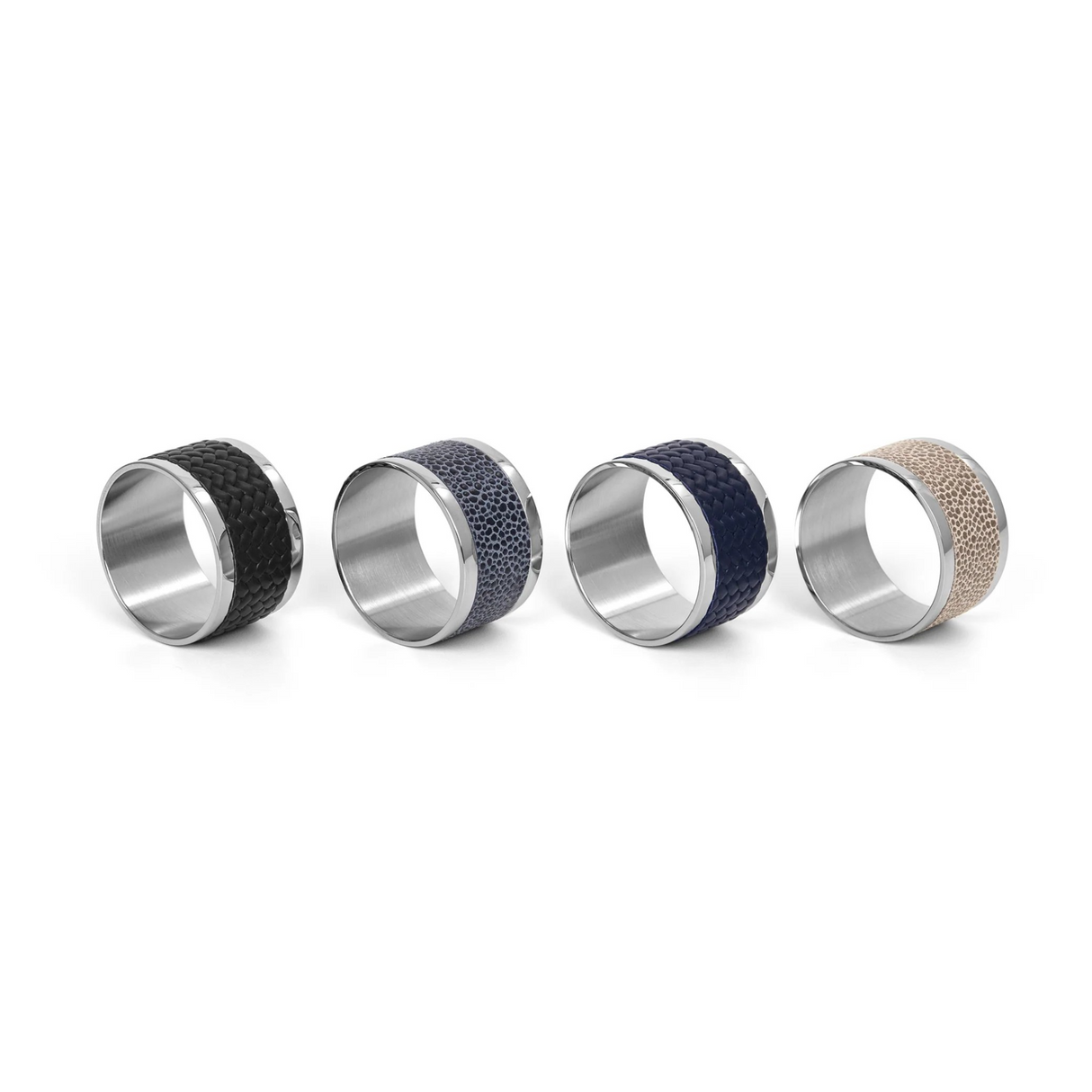 Leather Insert Metal Napkin Ring | Pinetti Saturno | OROA.com