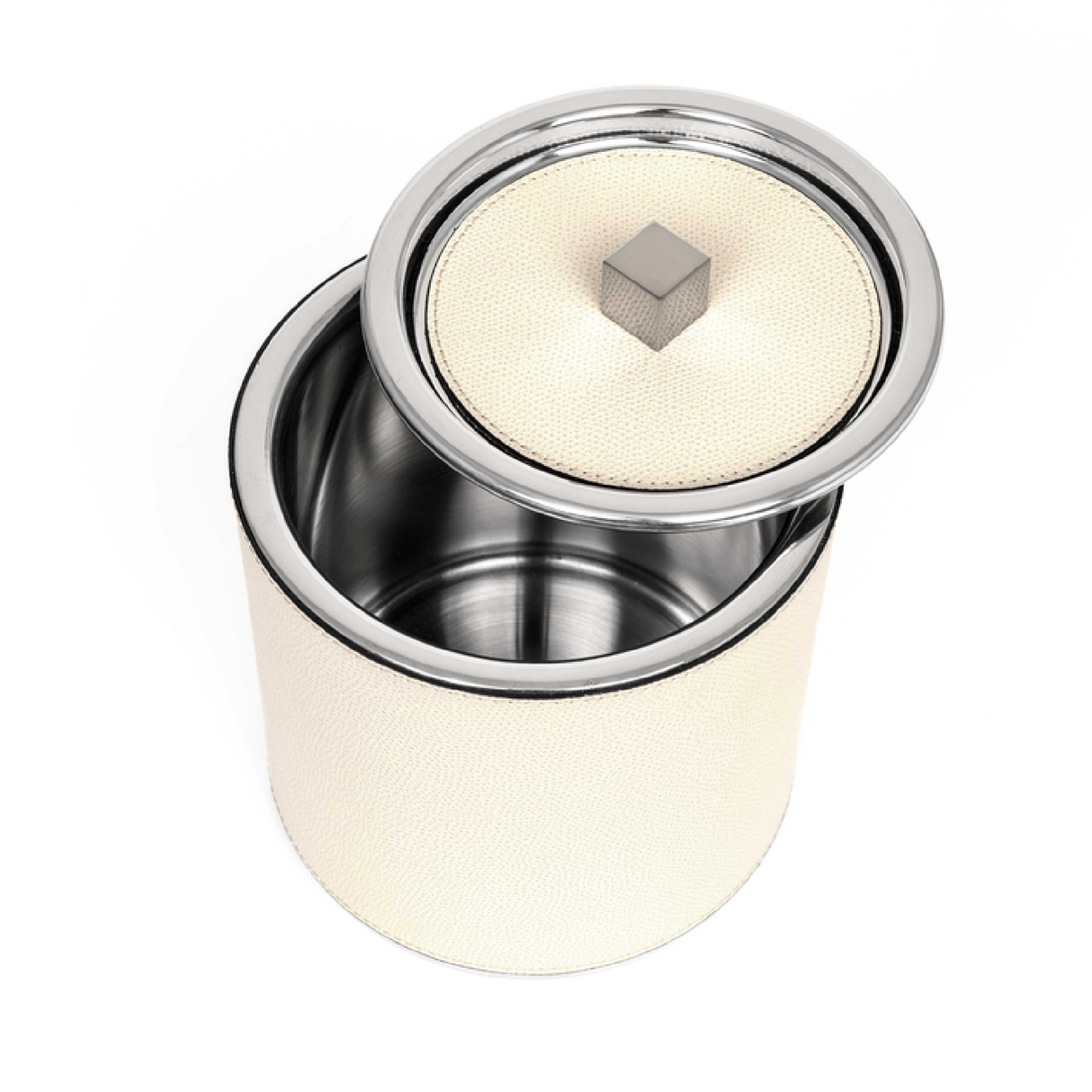 Leather Wrapped Ice Bucket – angled view