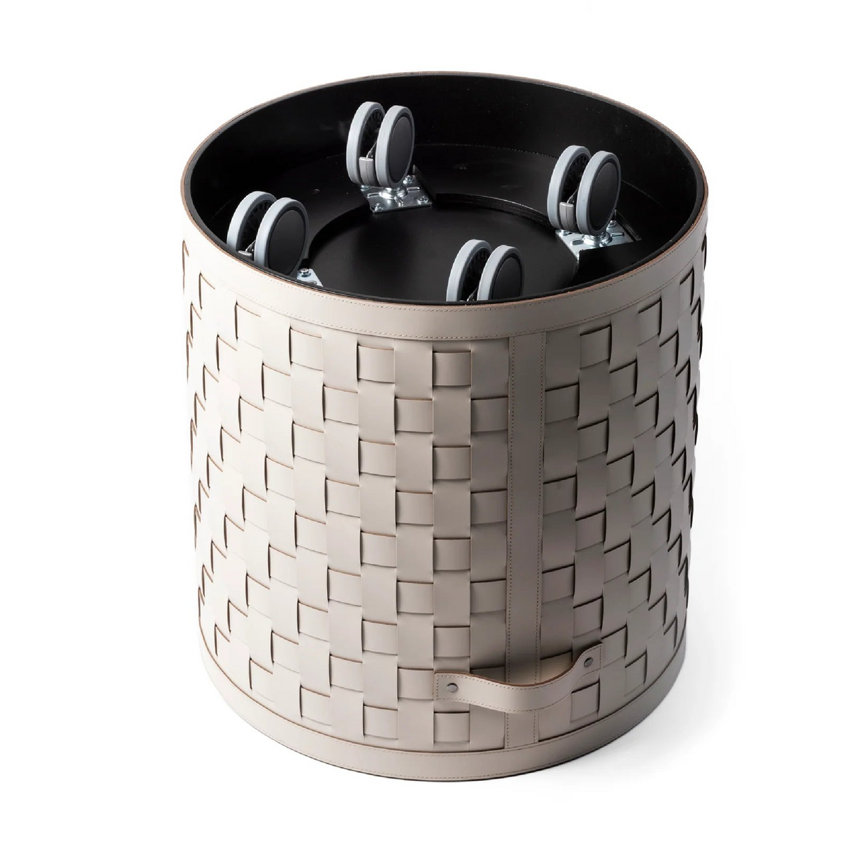 Wheeled Woven Leather Basket | Pinetti Demetra | OROA.com