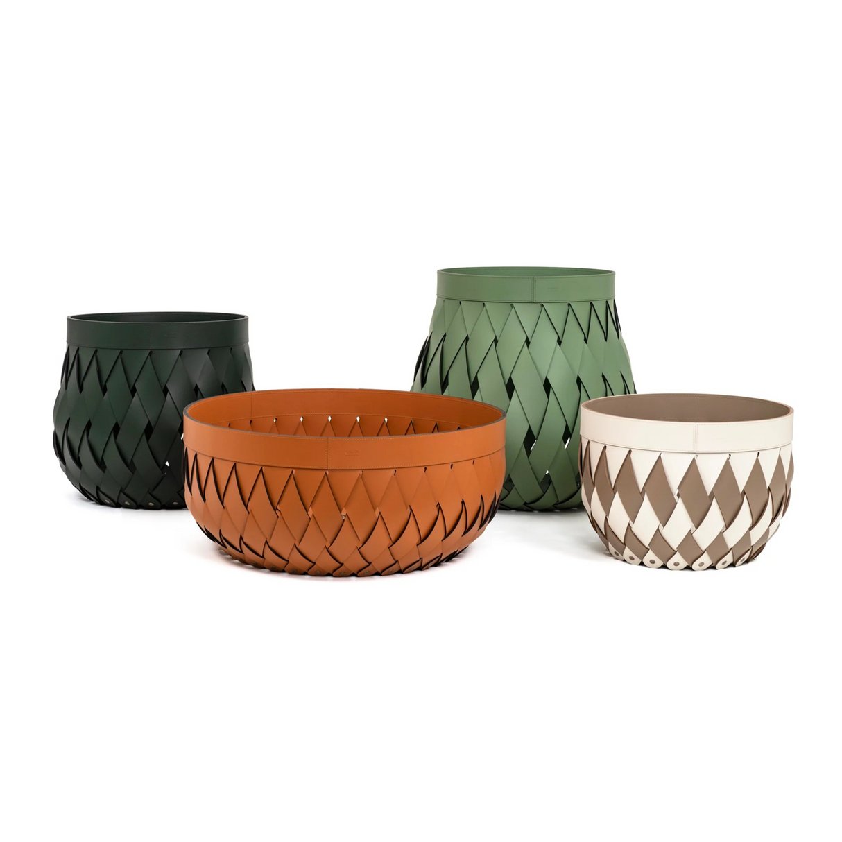 Handwoven Leather Basket | Pinetti Canaria | OROA.com