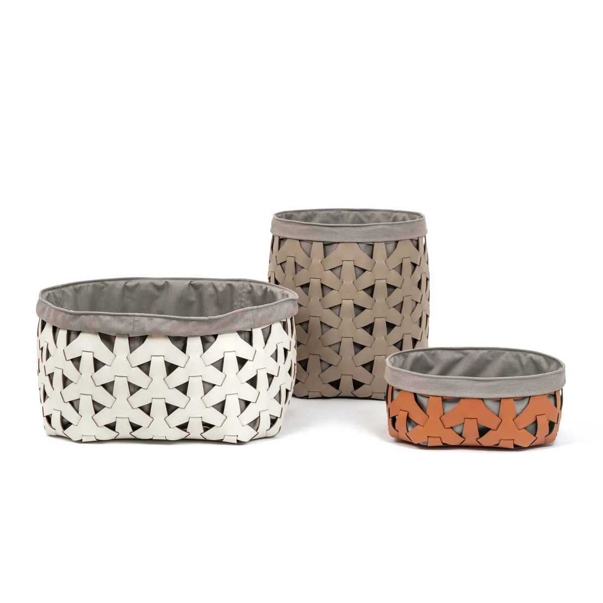 Woven Leather Tall Square Basket | Pinetti Granada | OROA.com