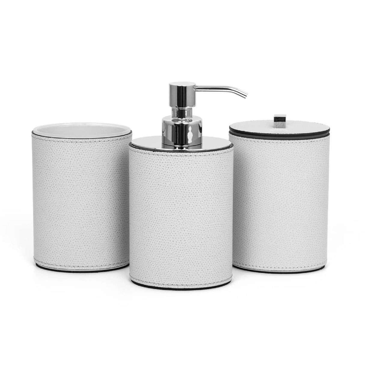 Oval Leather Covered Soap Dispenser | Pinetti Poseidon | OROA.com