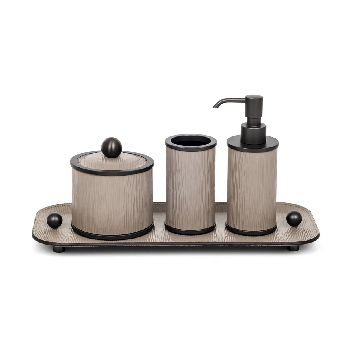 Leather Round Soap Dispenser | Pinetti Olimpia | OROA.com