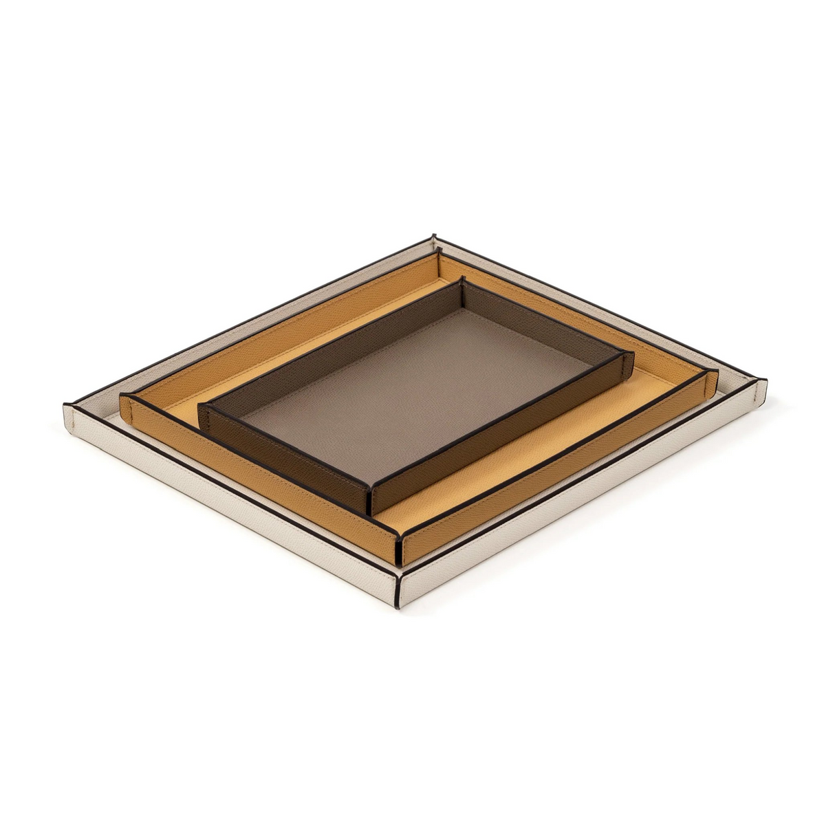 Rectangular Calfskin Leather Tray | Pinetti Leslie | OROA.com