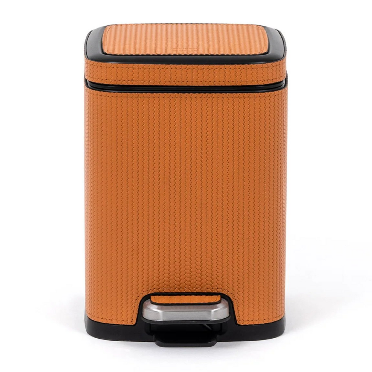 Leather Square Pedal Bin – side view