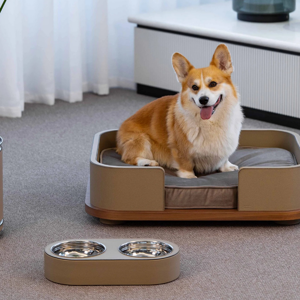 Leather Covered Pet Bowl | Pinetti | OROA.com