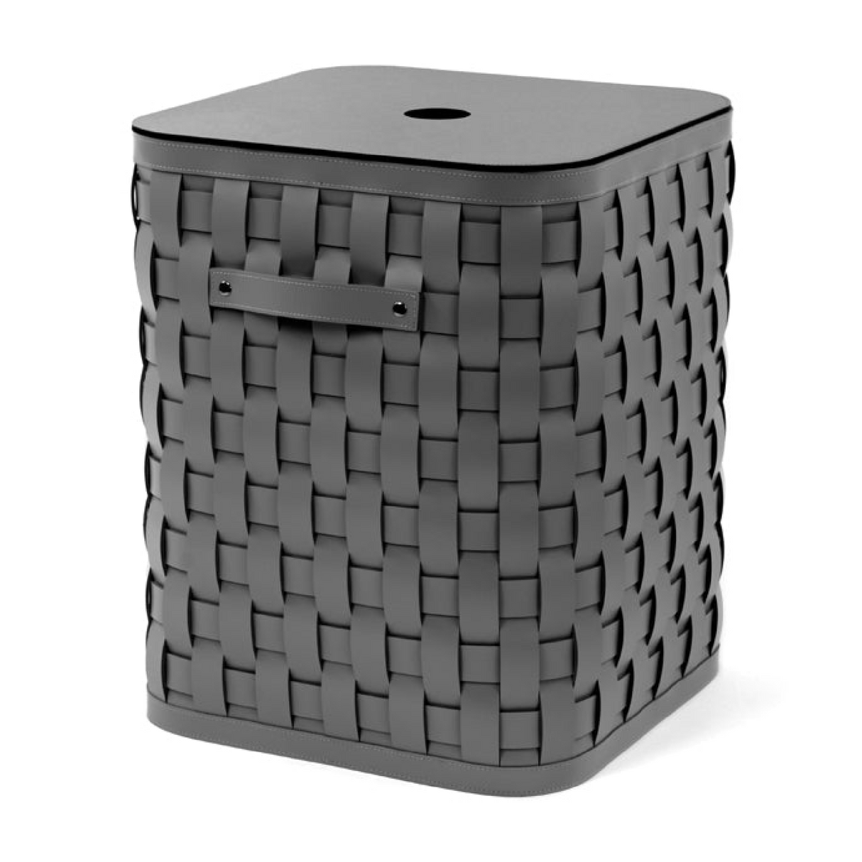 Flat Lidded Leather Square Basket L | Pinetti Demetra | OROA.com