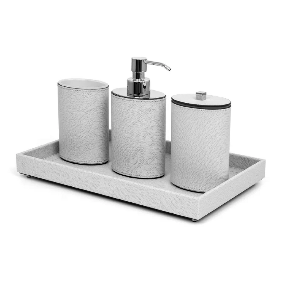 Oval Leather Covered Bathroom Set | Pinetti Poseidon | OROA.com