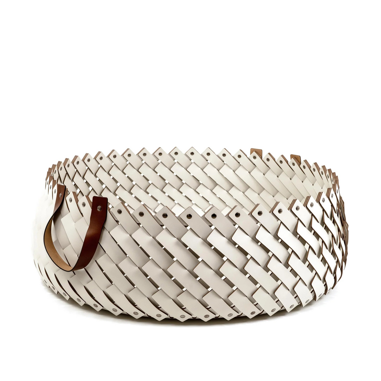 Handwoven Leather Basket | Pinetti Almeria | OROA.com