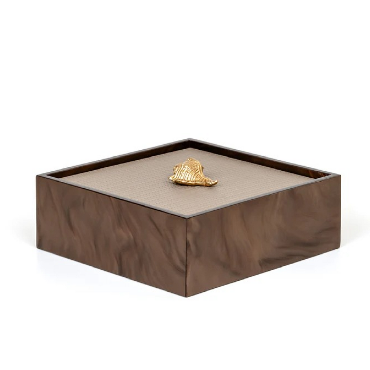 Leather Lidded Square Box L | Pinetti Bea | OROA.com