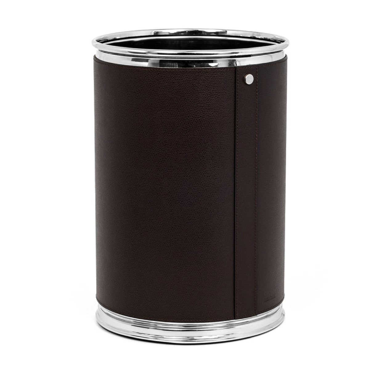 Leather Covered Round Metal Bin | Pinetti | OROA.com
