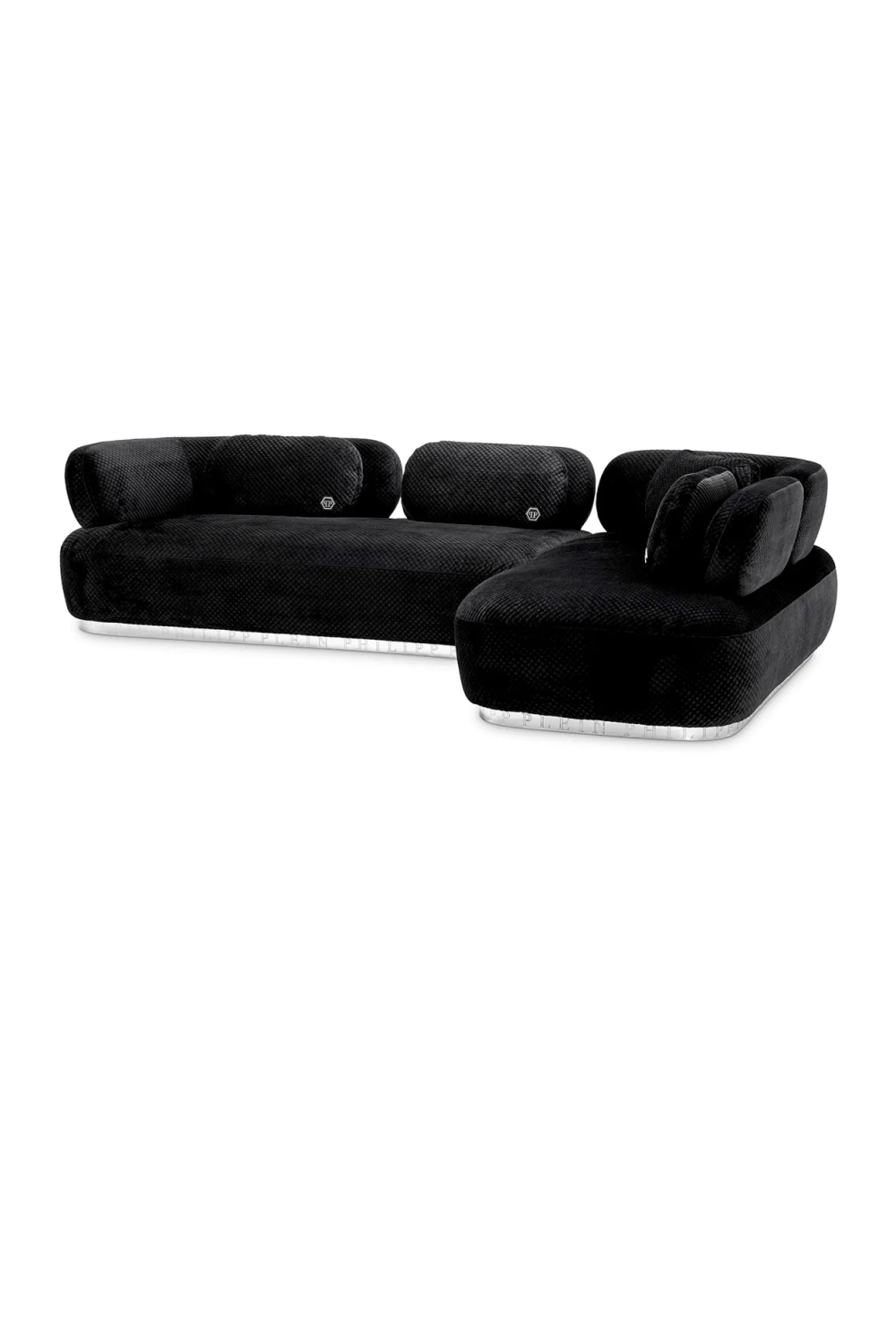 Black L-Shaped Velvet Sofa | Philipp Plein Signature Lounge | Oroa.com