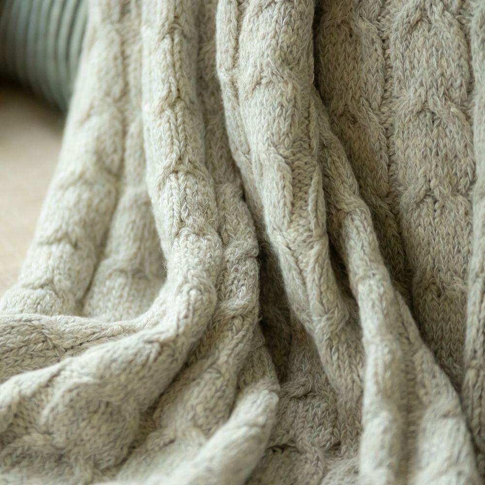 Hand-loomed Peruvian Pima Cotton & Undyed Baby Alpaca Throw Blanket - OROA