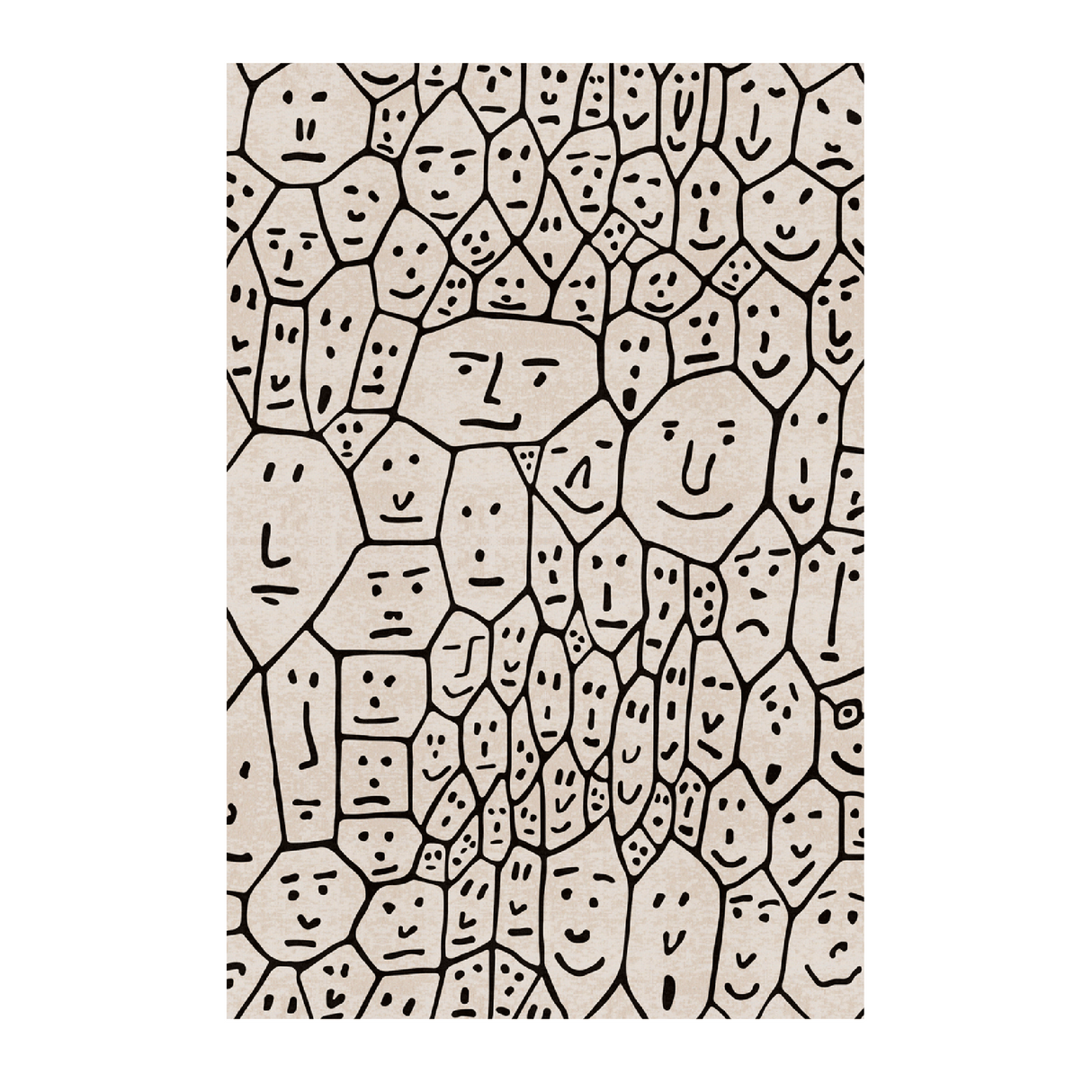 Face Illustration Beige Rug 10' x 6'7" | Qeeboo People One | OROA.com