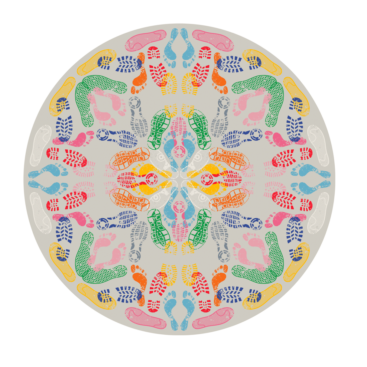 Foot Prints Round Rug | Qeeboo Human Traces | OROA.com