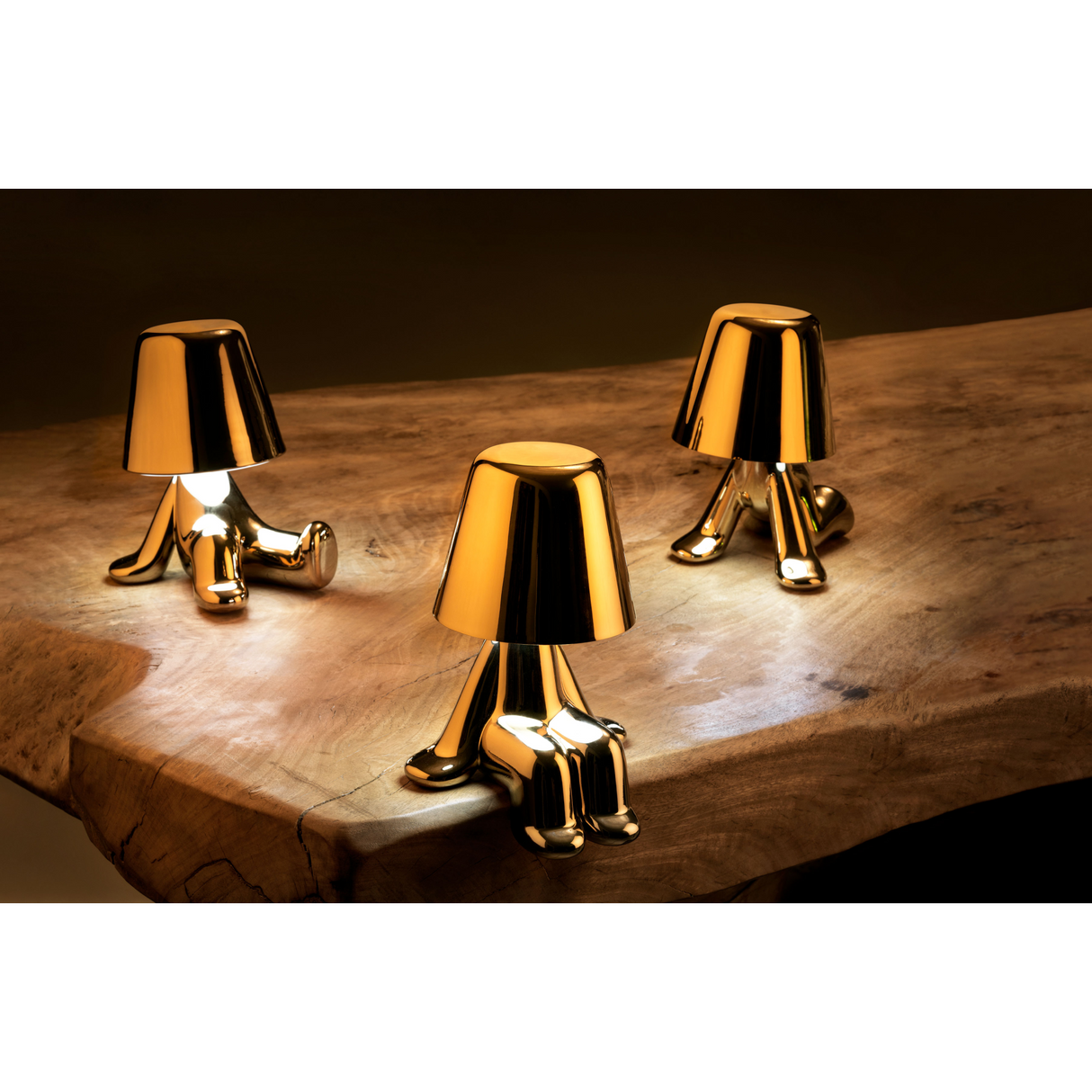 Metallic Child Figurine LED Lamp | Qeeboo Golden Brothers Bob | OROA.com