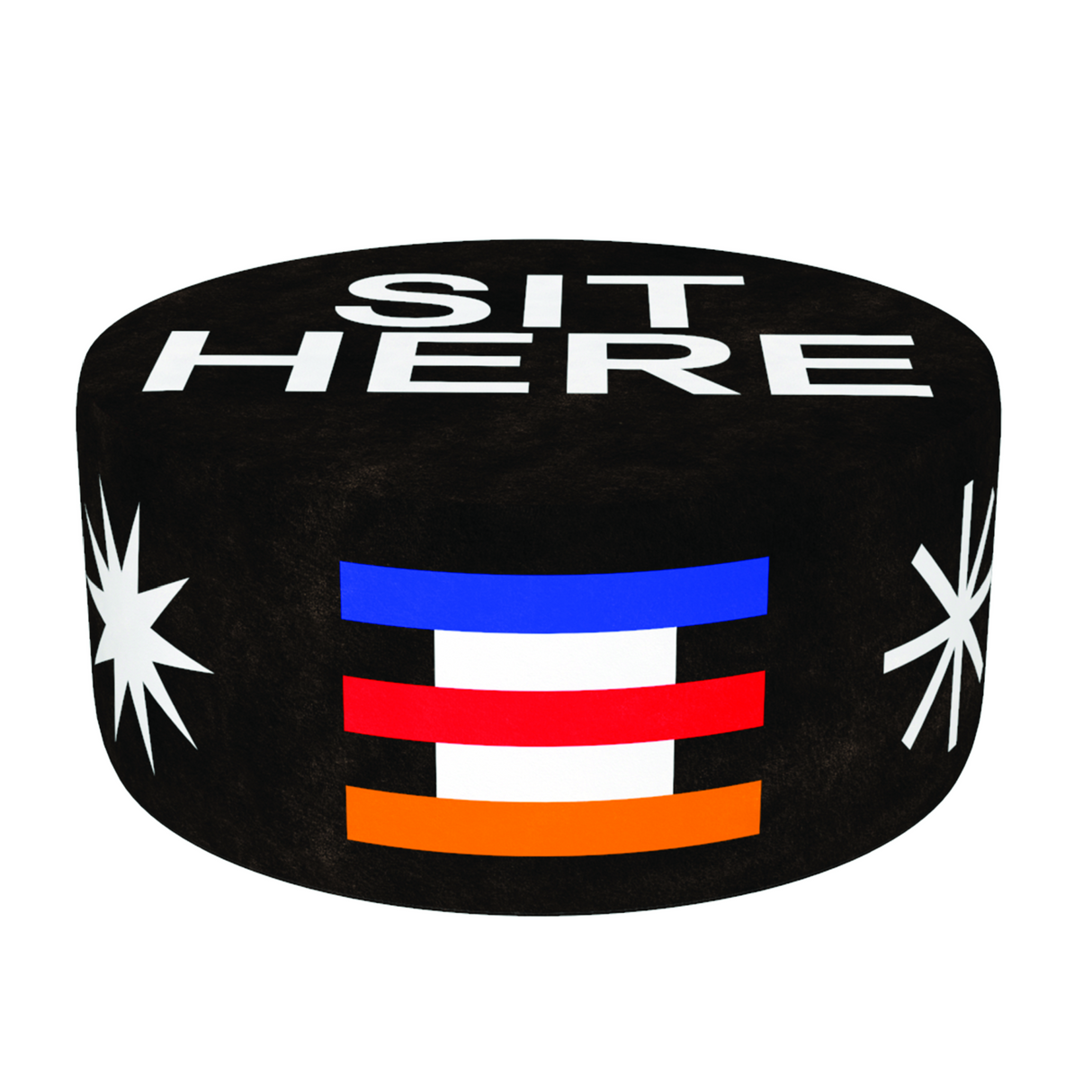 Multicolored Print Pouf | Qeeboo Oggian Sit Here | OROA.com