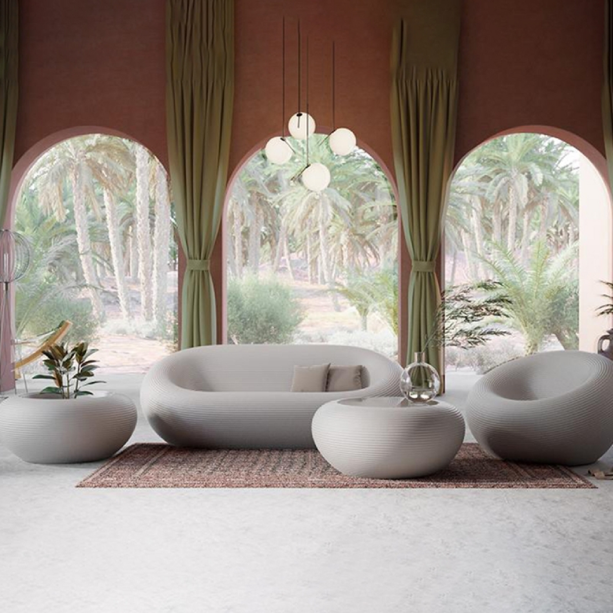 Glass Top Low Round Coffee Table | Qeeboo Nami | OROA.com