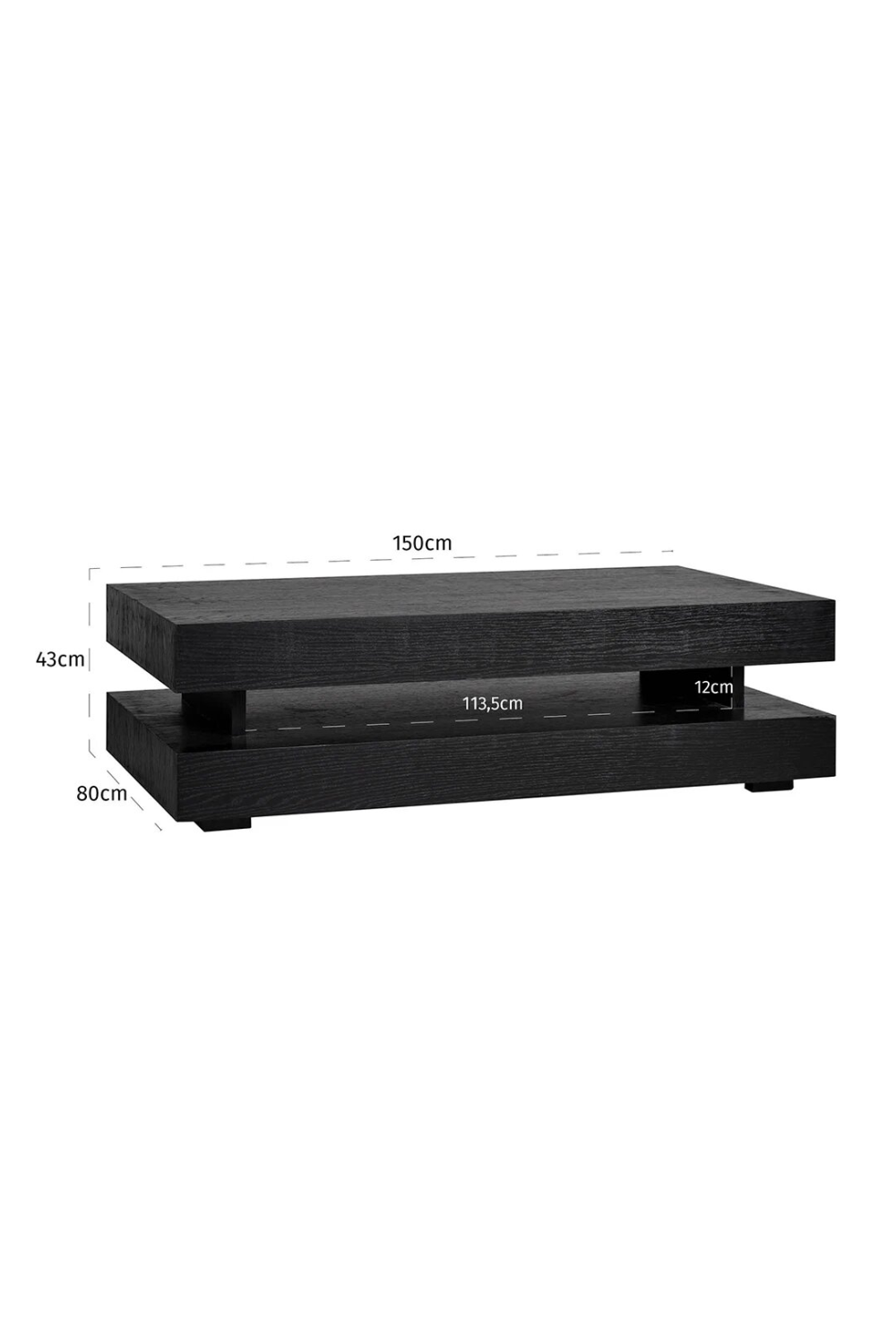 H-Shape Black Oak Coffee Table | Oroa.com