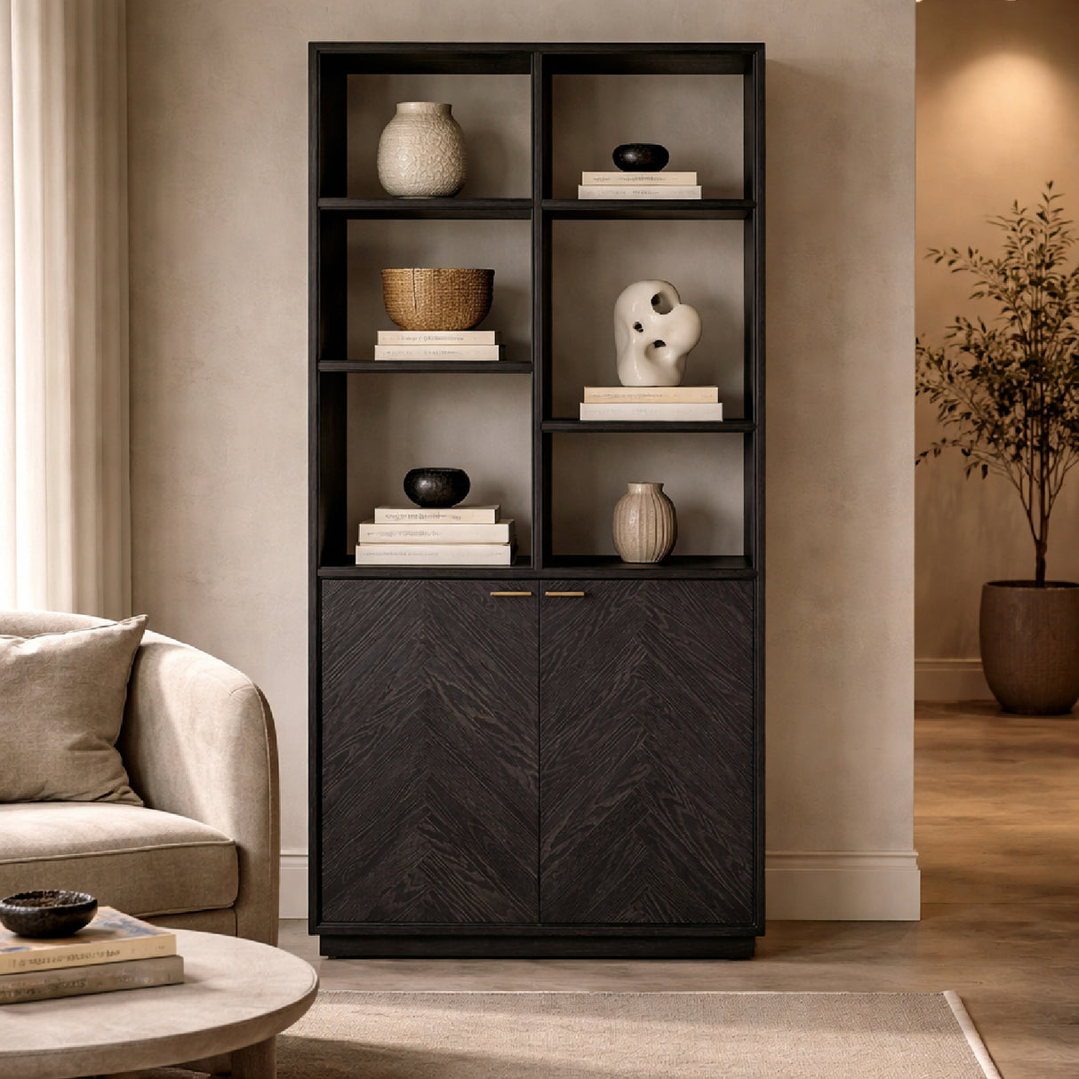 Black Oak 2-Door Bookcase | Oroa.com