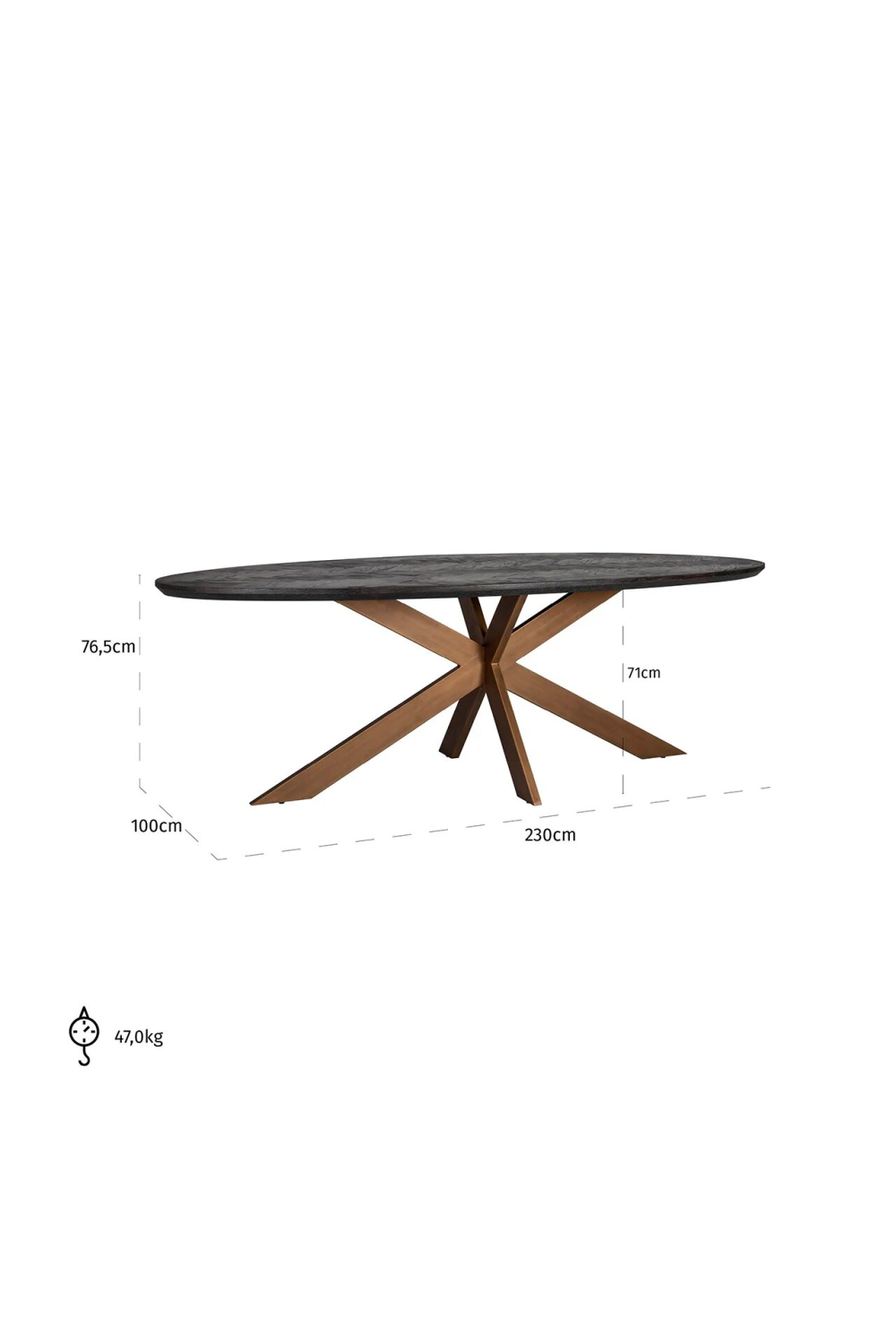 Oval Black Oak Dining Table | Richmond Interiors Blackbone | Oroa.com