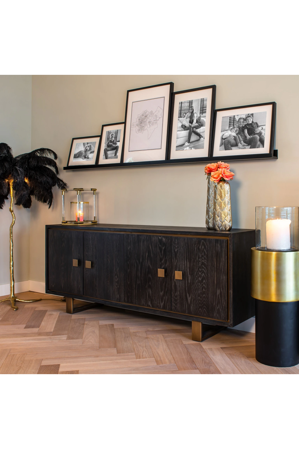 Black Oak Gold Accent Sideboard | Oroa.com