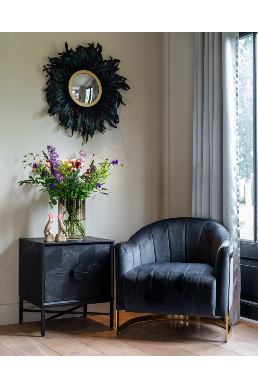 Black Wooden Chest of Drawers | Richmond Interiors Blax | OROA.com