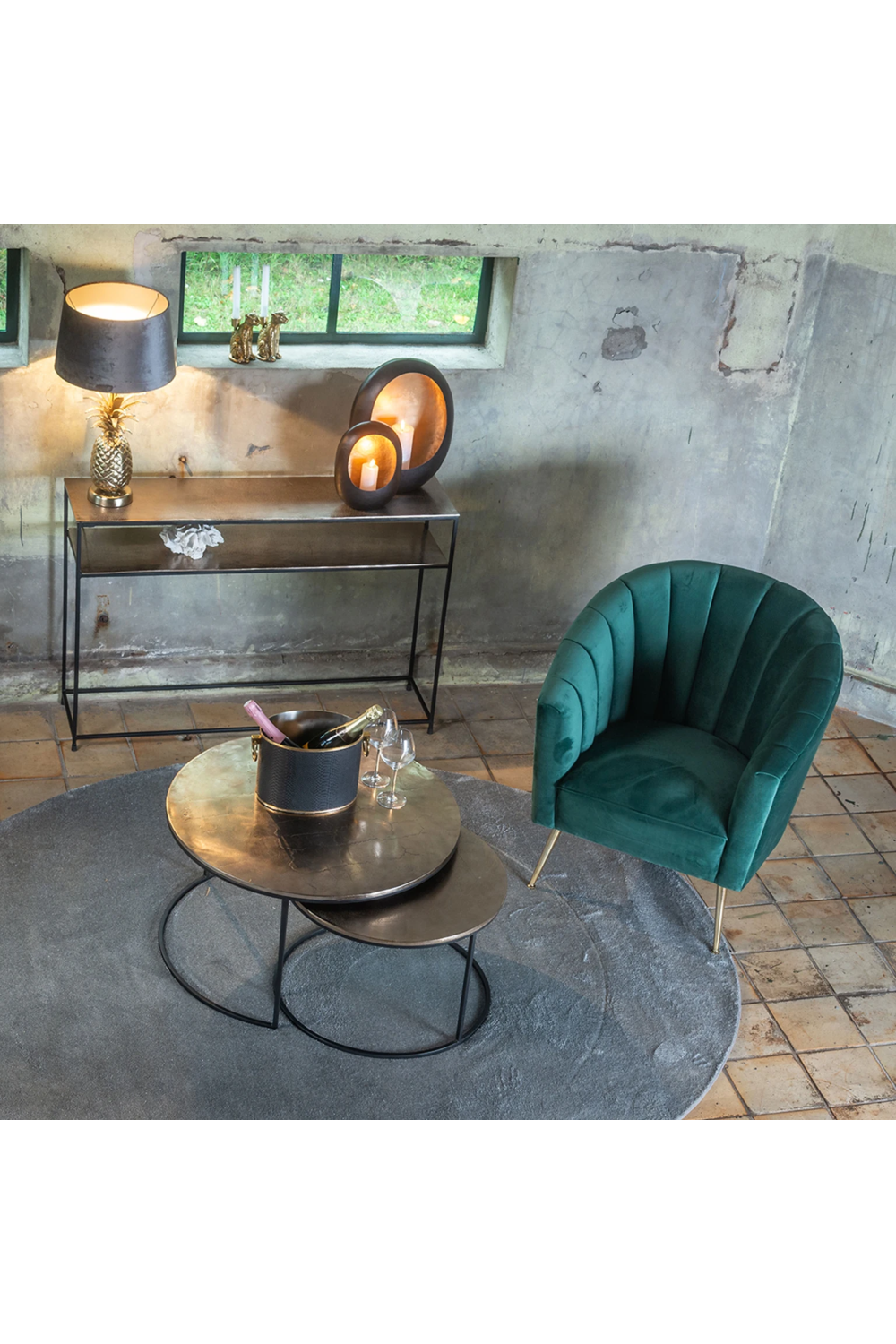 Champagne Gold Double Shelf Console Table | Richmond Interiors Chandon | OROA.com